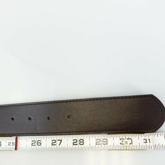 Women's‎ Leather Brown Dress Belt 27.5 Brass Circle Buckle Boho - Picture 5 of 10